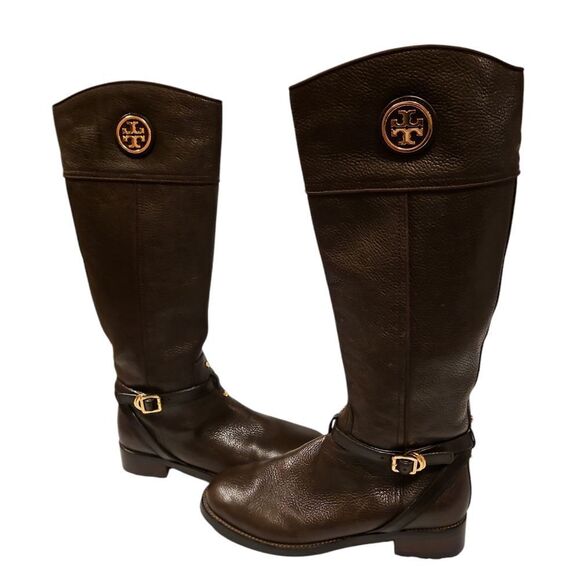 Tory Burch Dark Brown Leather Knee High Boots sz 11 womens - Picture 1 of 14